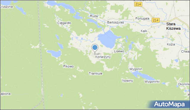 mapa Konarzyny, Konarzyny gmina Stara Kiszewa na mapie Targeo